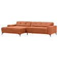 ECKSOFA in Cord Rostfarben  - Rostfarben/Schwarz, KONVENTIONELL, Textil/Metall (165/295cm) - Carryhome