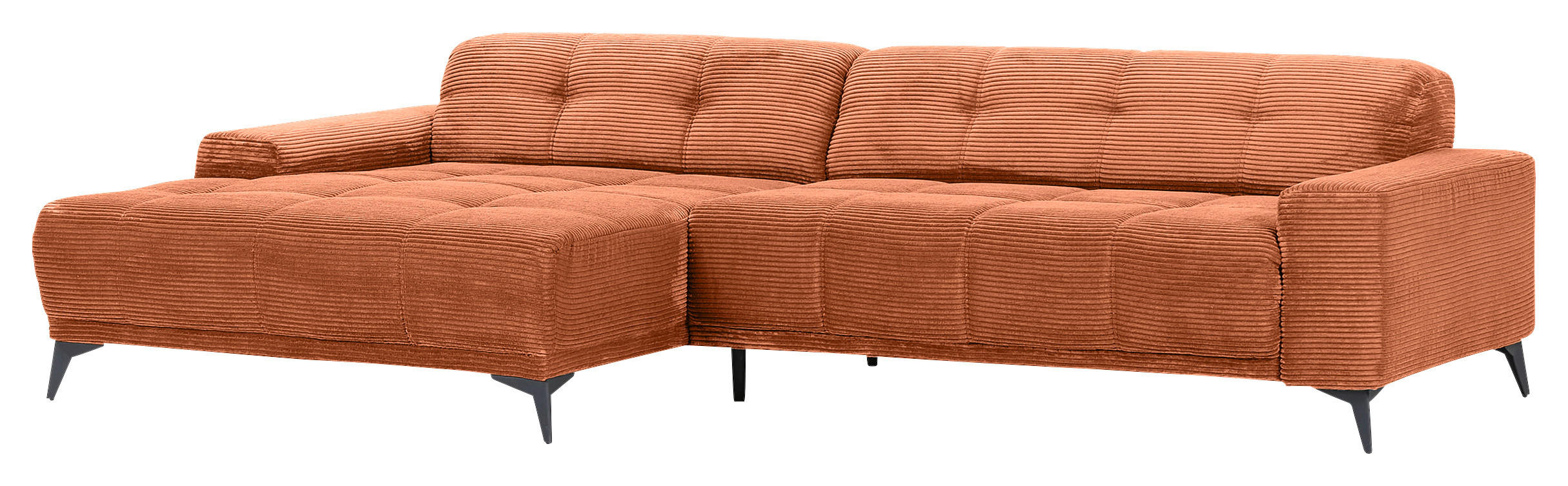 ECKSOFA Rostfarben Cord  - Rostfarben/Schwarz, KONVENTIONELL, Textil/Metall (165/295cm) - Carryhome