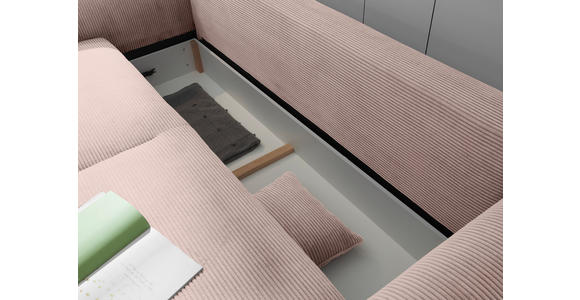 SCHLAFSOFA  mit Stoffauswahl, Liegefunktion, Rücken echt Cord Rosa  - Schwarz/Rosa, KONVENTIONELL, Kunststoff/Textil (250/95/125cm) - Hom`in