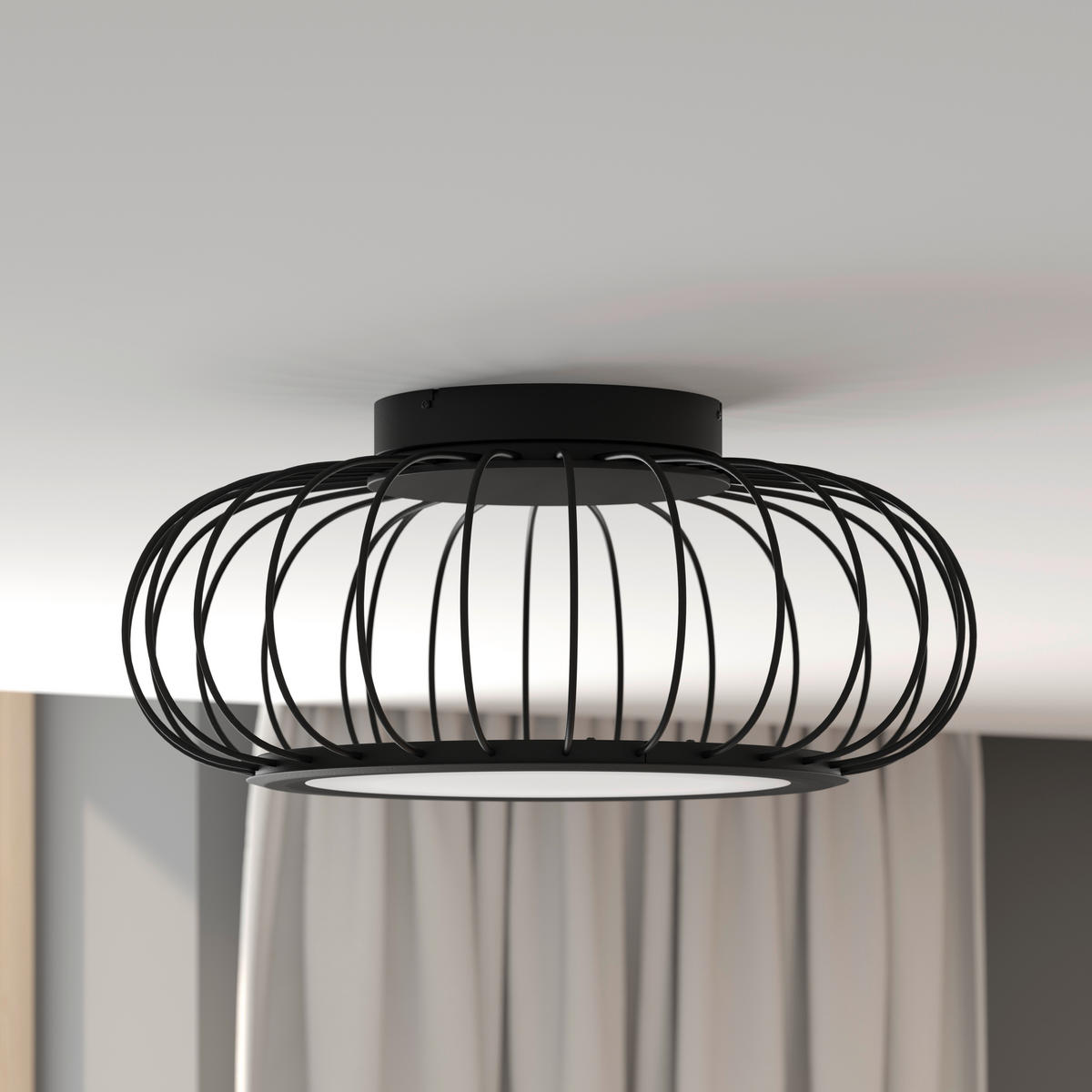 LED-DECKENLEUCHTE York 55/23 cm   - Schwarz/Weiß, Design, Kunststoff/Metall (55/23cm) - Dieter Knoll