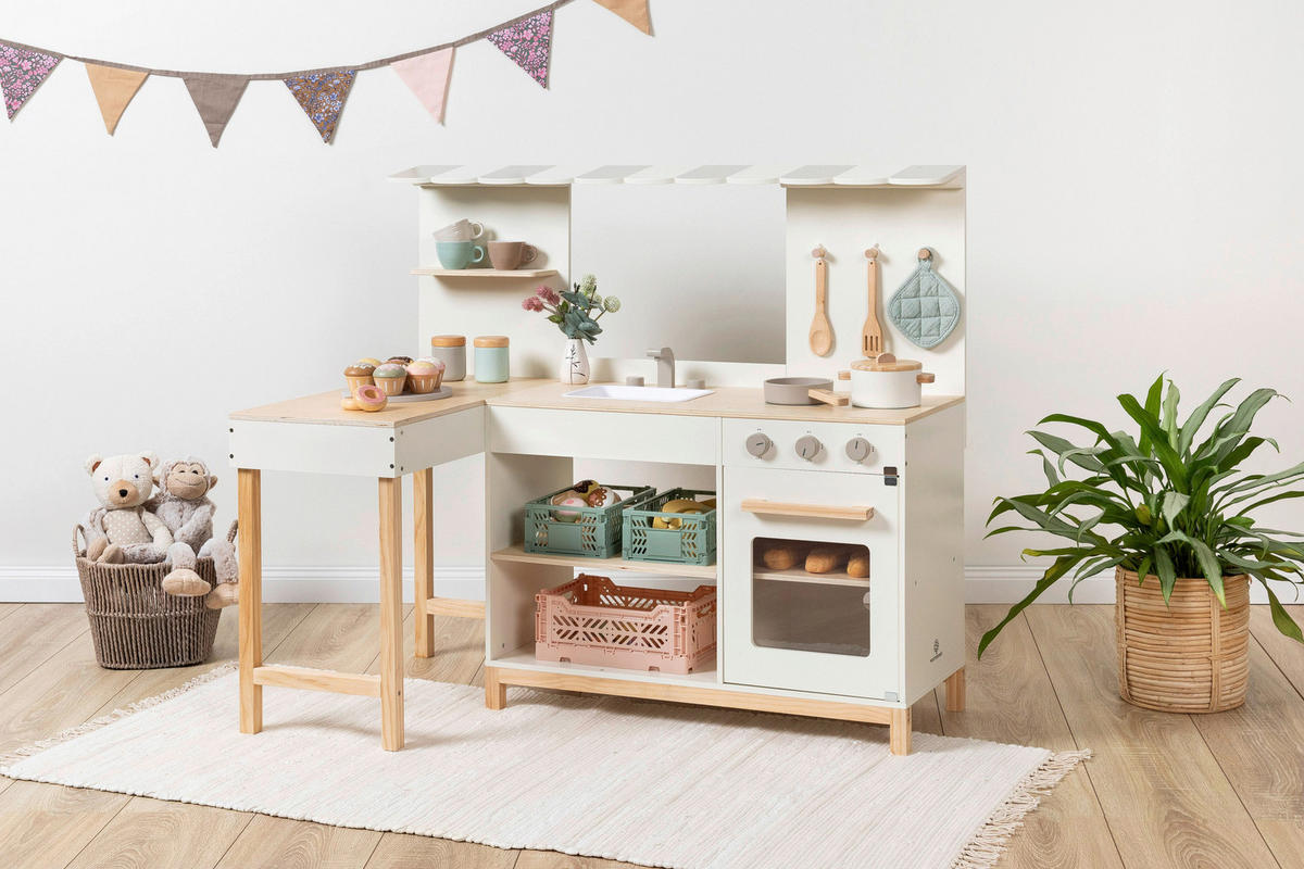 KINDERKÜCHE - Naturfarben/Weiß, Basics, Holz (100/59/87cm) - MUSTERKIND