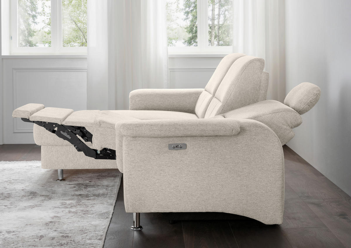 ECKSOFA in Chenille Beige  - Chromfarben/Beige, Modern, Textil/Metall (165/231cm) - Livetastic
