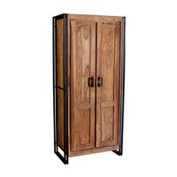 GARDEROBENSCHRANK  in 80/180/45 cm  - Schwarz/Naturfarben, Design, Holz/Metall (80/180/45cm) - MID.YOU