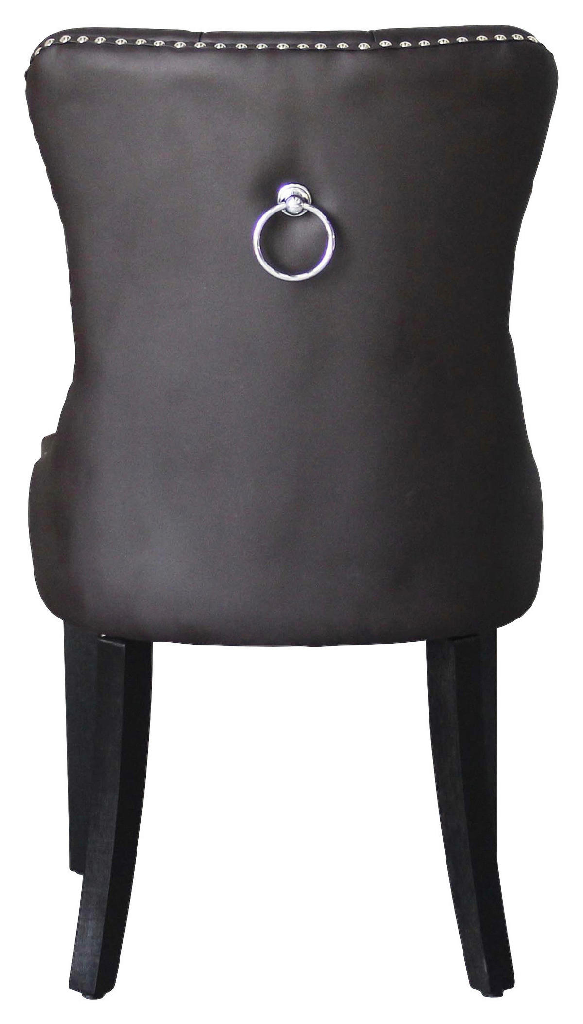 STUHL-SET Lederlook Dunkelbraun Kautschukholz massiv  - Dunkelbraun/Schwarz, MODERN, Holz/Textil (48,5/93/61cm) - MID.YOU