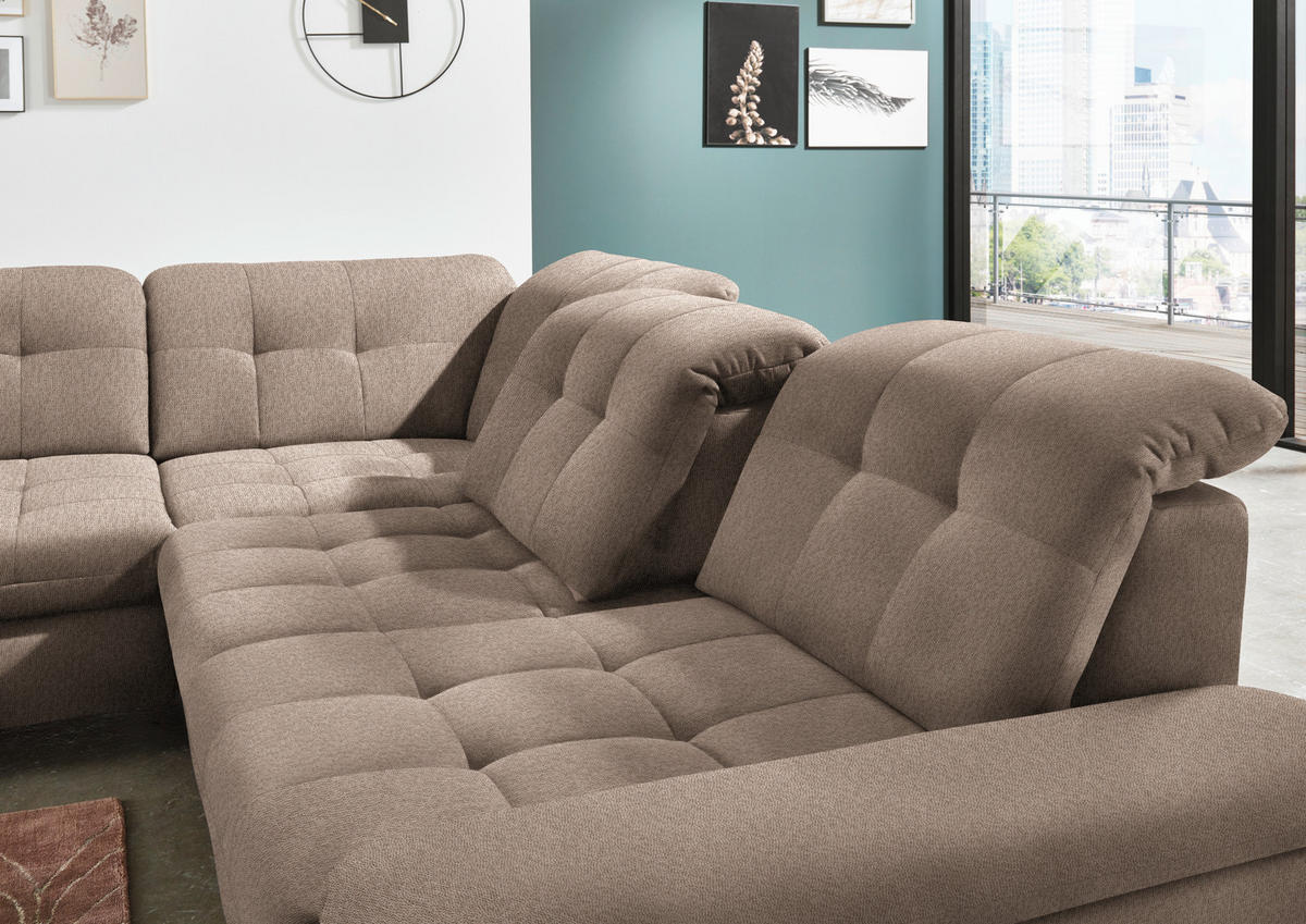 ECKSOFA in Chenille Hellbraun  - Chromfarben/Hellbraun, Design, Textil/Metall (260/310cm) - Beldomo Speed