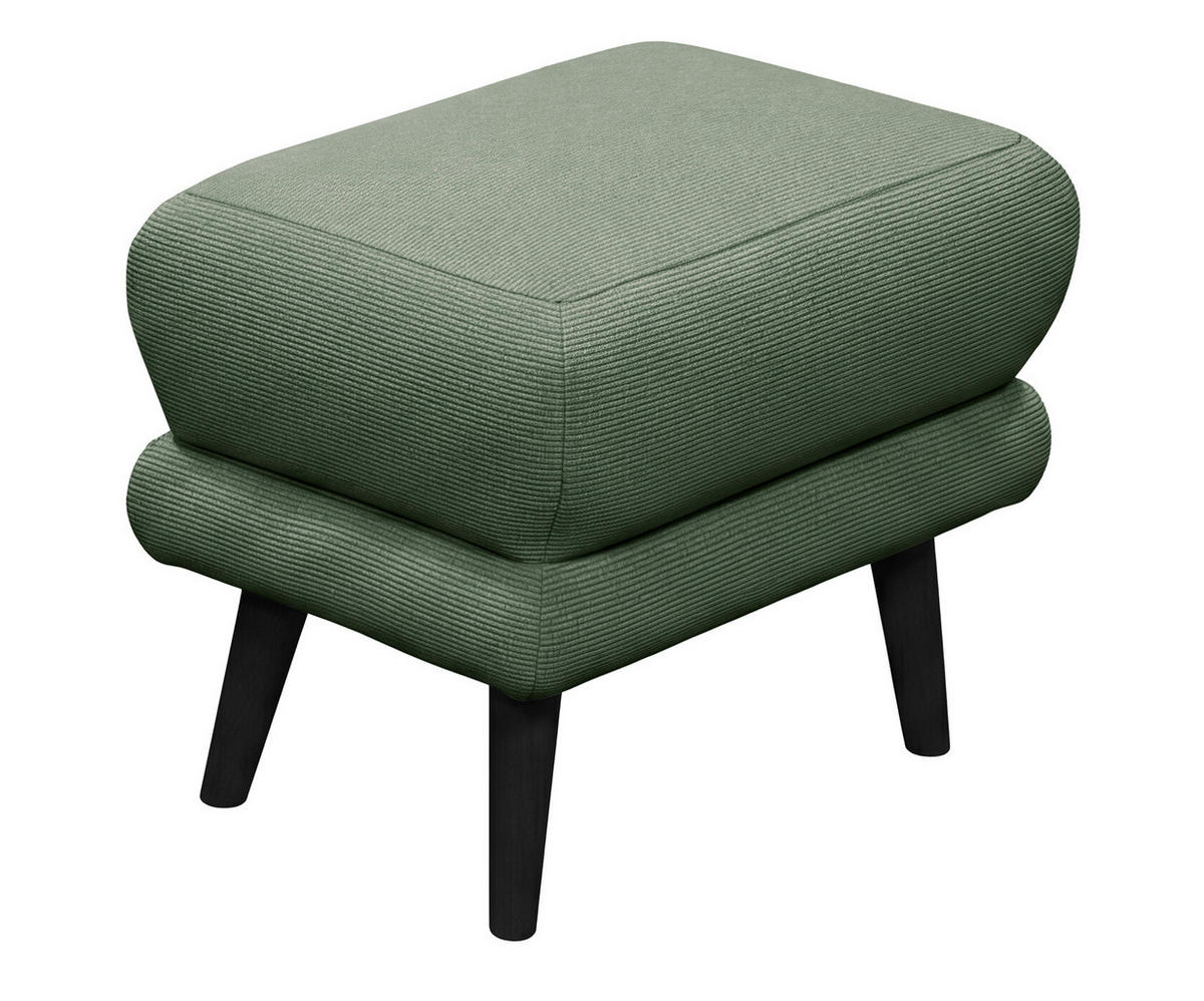 HOCKER MINA Cord Dunkelgrün  - Dunkelgrün/Schwarz, MODERN, Holz/Textil (63/43/42cm) - MID.YOU