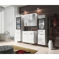 BADEZIMMER 5-teilig  in 120 cm  - Weiss Hochglanz/Weiss, Basics, Glas/Holzwerkstoff (120cm) - P & B