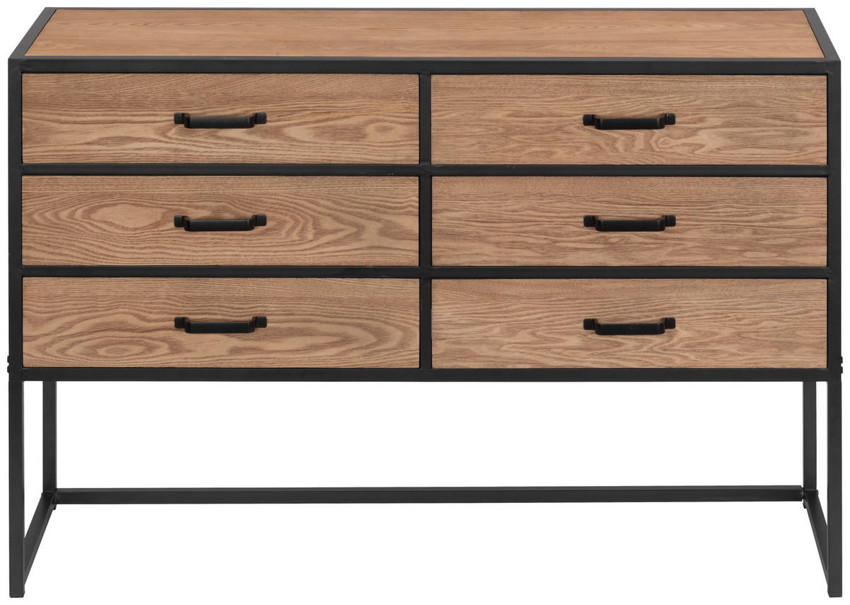 KOMMODE  in 120/80/38 cm  - Hellbraun/Schwarz, Design, Holz/Holzwerkstoff (120/80/38cm) - P & B
