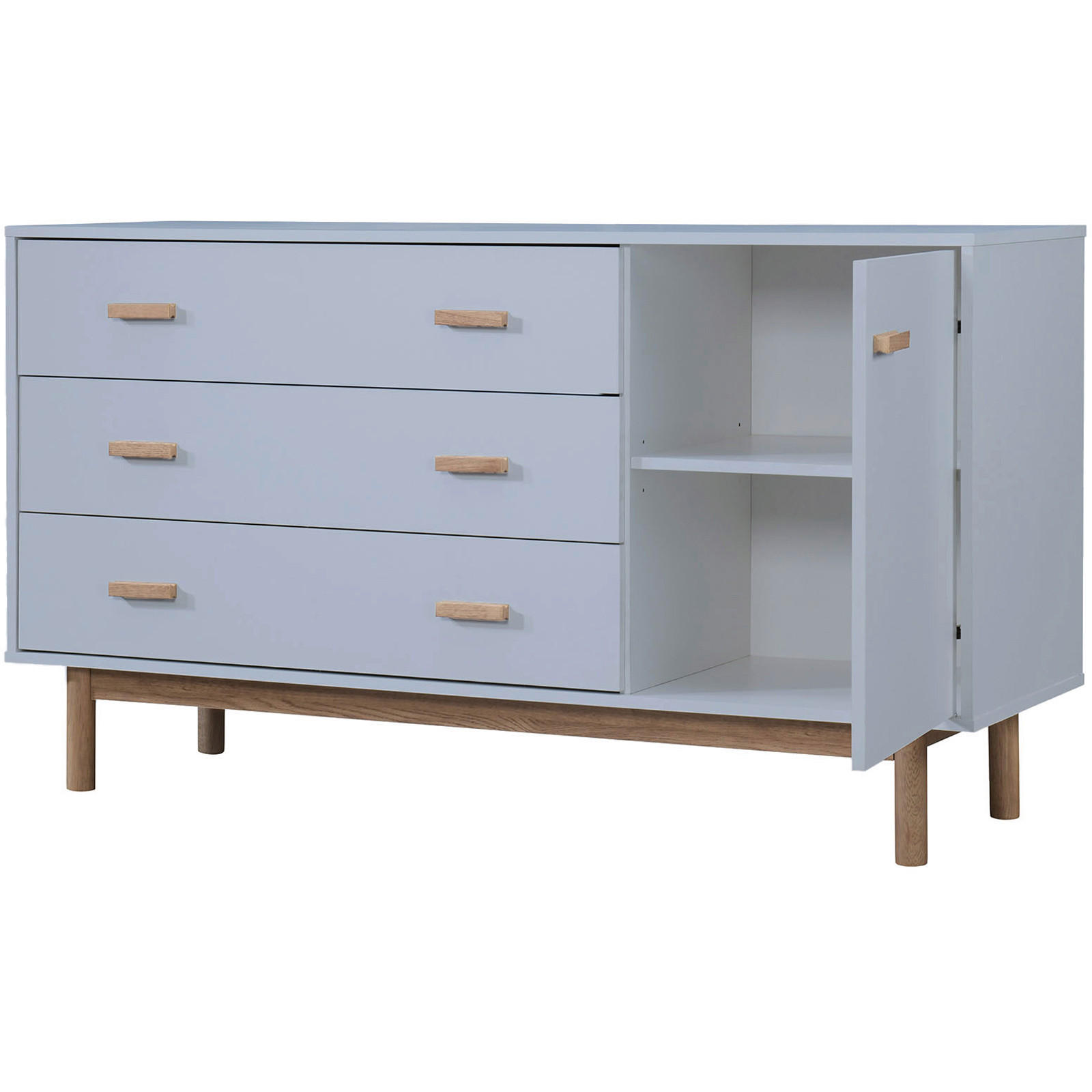 Thumbnail - Mid.you Sideboard Melanie, Grau, Eiche, Metall, 1 Fächer, 3 Schubladen, 144x80x44 cm, Wohnzimmer, Kommoden & Sideboards,...