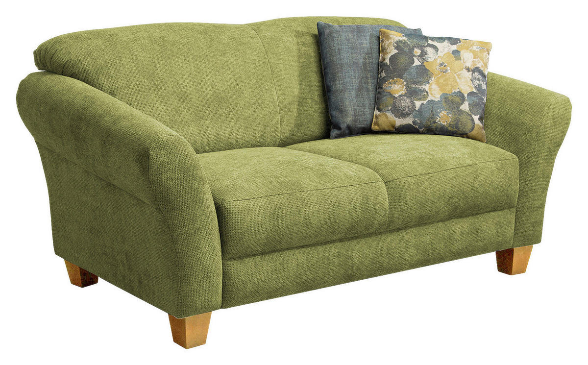 2-SITZER-SOFA in Flachgewebe Grün  - Naturfarben/Grün, Konventionell, Holz/Textil (163/84/89cm) - Sit & More