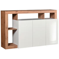 KOMODA   146/93/42 cm   hrast Wotan, bijela visoki sjaj  - bijela visoki sjaj/hrast Wotan, Basics, drvni materijal (146/93/42cm) - Ti'me