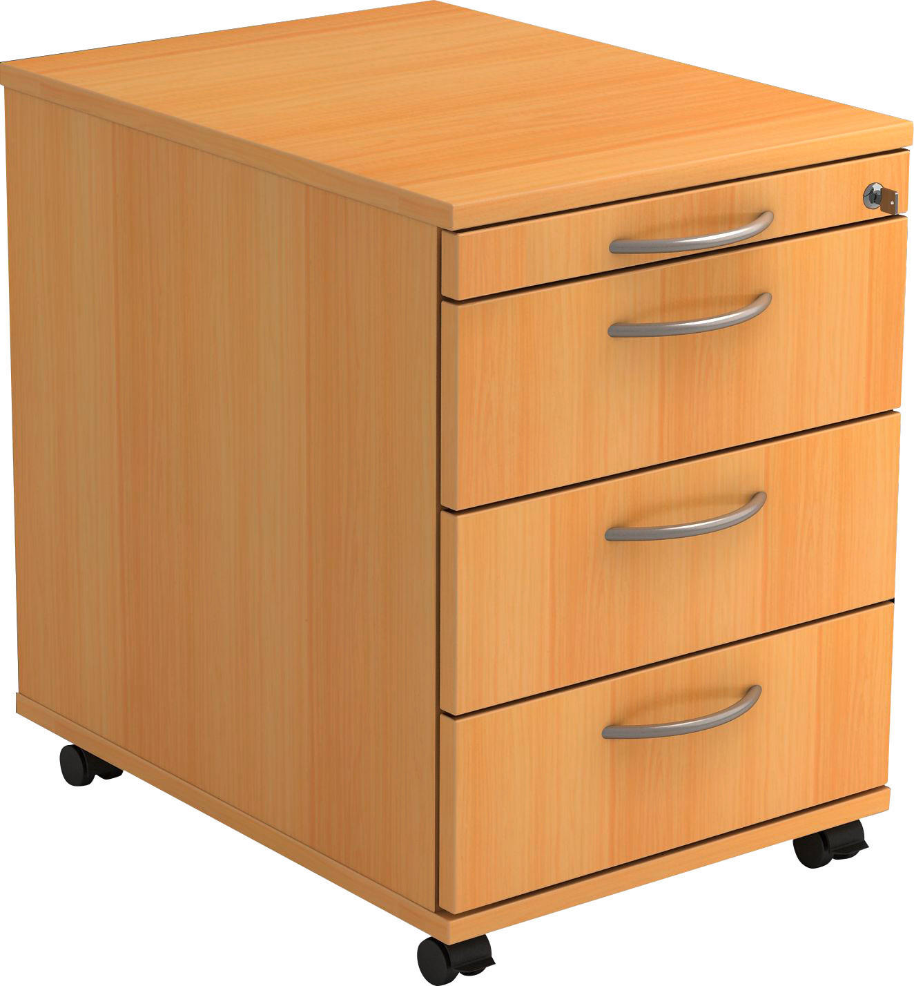 ROLLCONTAINER 42,8/59/56 cm  - Buchefarben/Alufarben, KONVENTIONELL, Holzwerkstoff/Kunststoff (42,8/59/56cm) - Venda