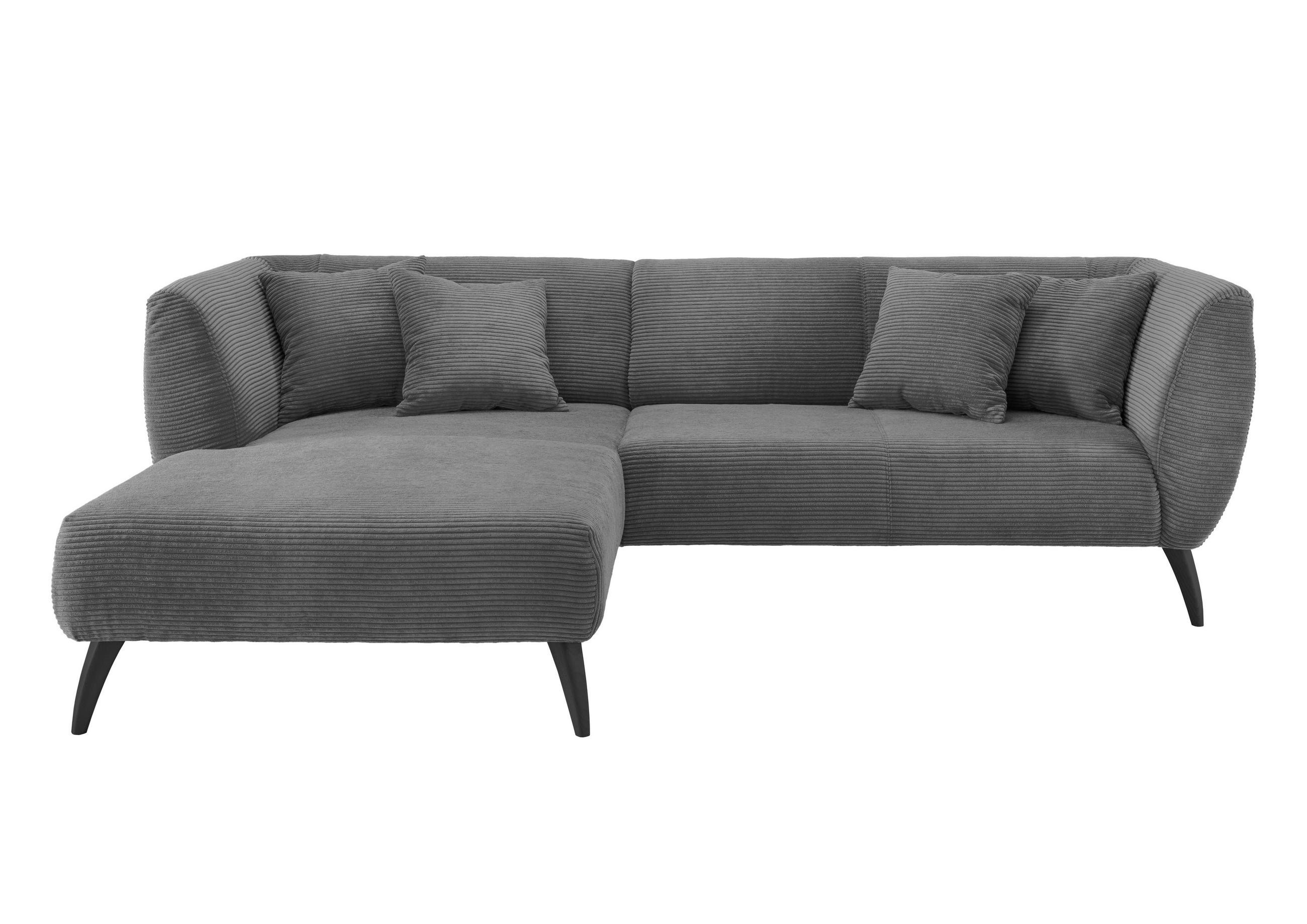 ECKSOFA 160/264 cm  in Cord Grau Zierkissen  160/264 cm  - Schwarz/Grau, MODERN, Holz/Textil (160/264cm) - MID.YOU