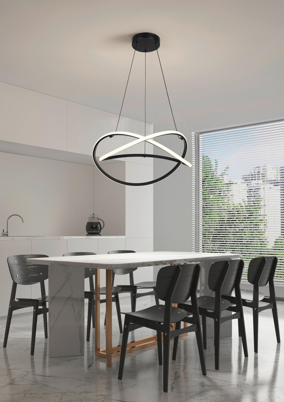 HÄNGELEUCHTE 47/120 cm  - Schwarz/Weiß, Trend, Kunststoff/Metall (47/120cm) - Collet's Monde