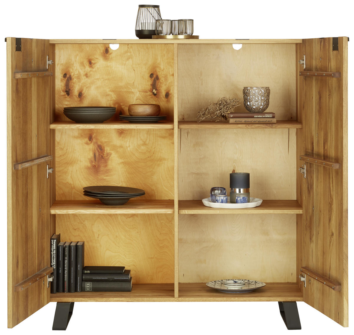 KOMMODE  in 115/126,5/43 cm  - Eichefarben/Schwarz, Trend, Holz/Metall (115/126,5/43cm) - Landscape
