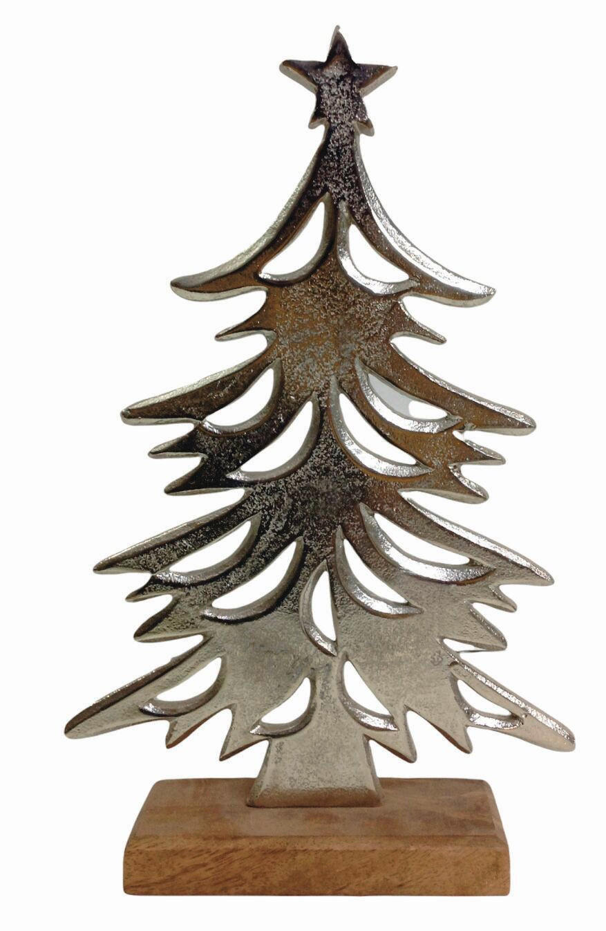 DEKOWEIHNACHTSBAUM Braun, Silberfarben  - Silberfarben/Braun, Lifestyle, Holz/Metall (15,5/24/5cm) - X-Mas