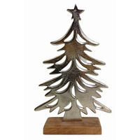 DEKOWEIHNACHTSBAUM Braun, Silberfarben  - Silberfarben/Braun, Lifestyle, Holz/Metall (15,5/24/5cm) - X-Mas
