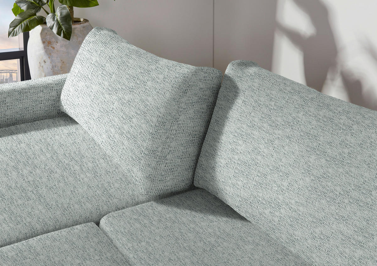 2,5-SITZER in Flachgewebe Hellgrau  - Hellgrau/Schwarz, Design, Kunststoff/Textil (240/70/125cm) - Xora