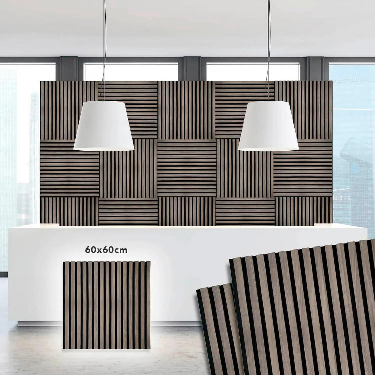 AKUSTIKPANEEL Echtholz 60/60/2,1 cm  - Eiche dunkel, Basics, Holzwerkstoff (60/60/2,1cm)