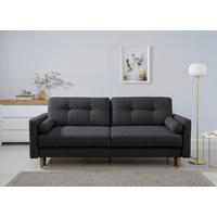 SCHLAFSOFA in Dunkelgrau  - Dunkelgrau/Buchefarben, Design, Holz/Textil (222/93/99cm) - MID.YOU