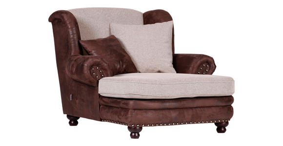 XXL-SESSEL - Dunkelbraun/Beige, Trend, Holz/Textil (125/100/140cm) - Landscape