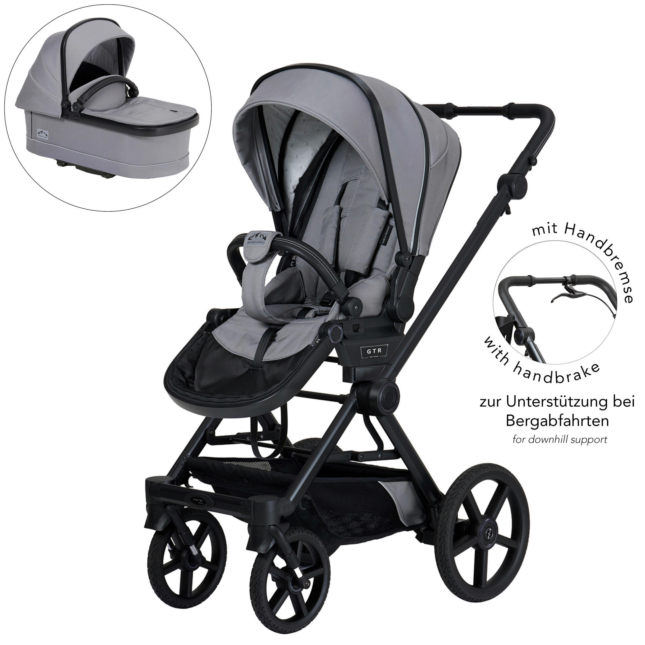 KINDERWAGENSET IVY GTR Outdoor HB - Schwarz/Grau, Basics, Textil/Metall (94/58/119cm) - Hartan