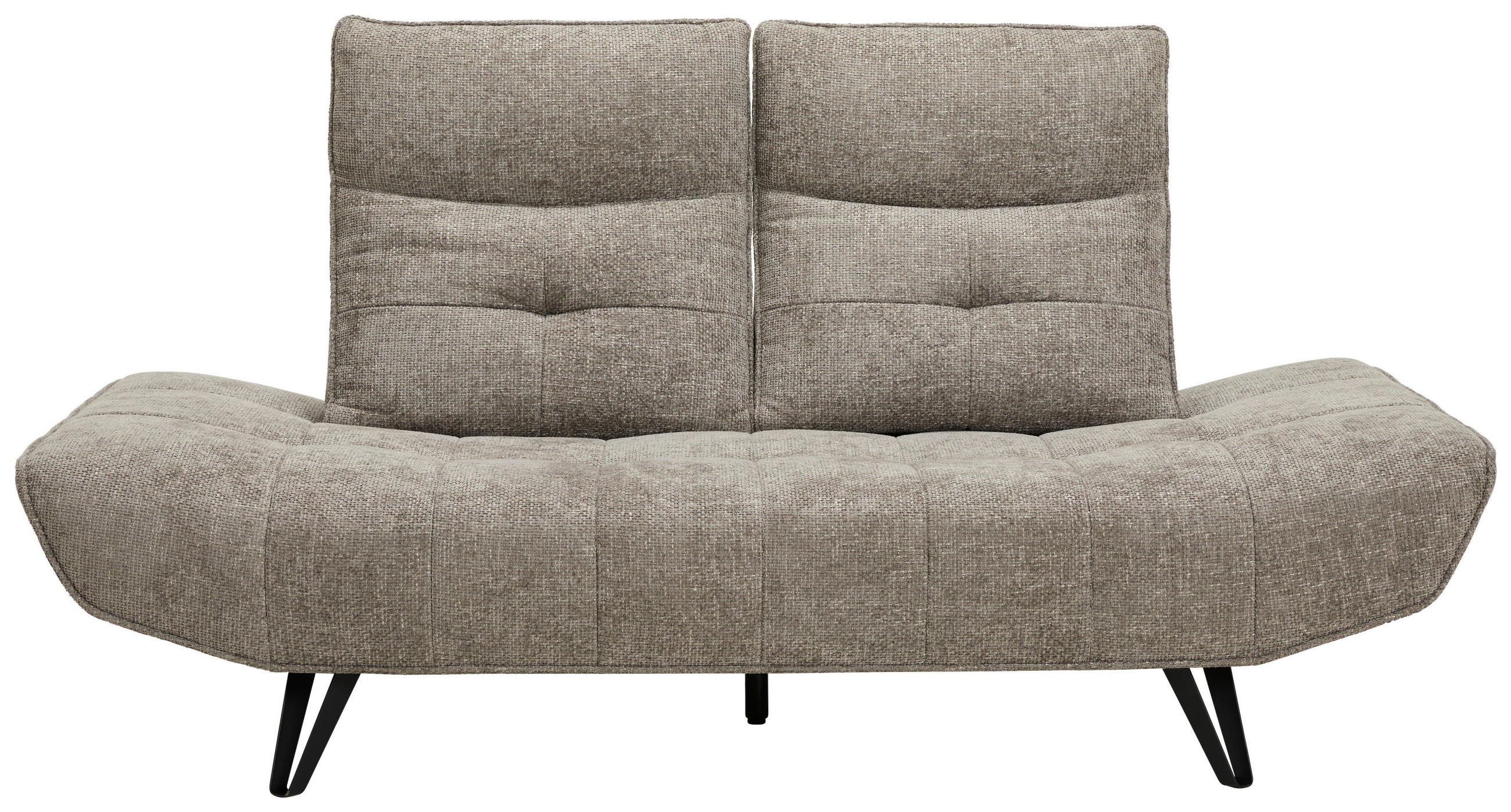 Sofa inkl. Funktionen Chenille Grau  - Schwarz/Grau, Design, Textil/Metall (200/100/100-120cm) - Celina Home
