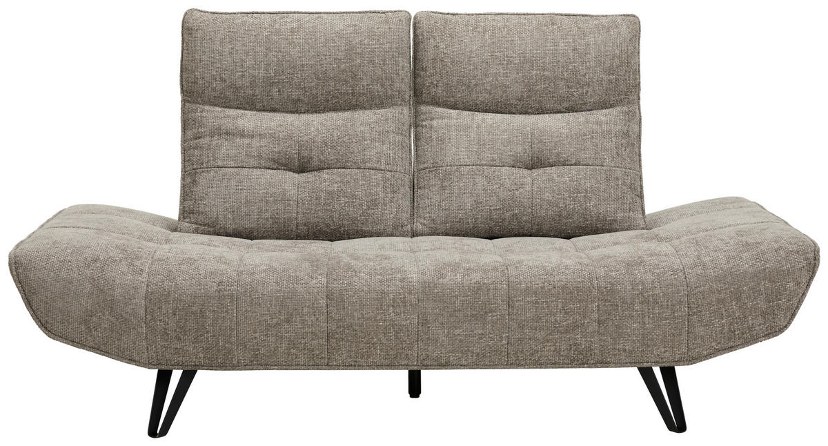 Sofa inkl. Funktionen Chenille Grau  - Schwarz/Grau, Design, Textil/Metall (200/100/100-120cm) - Celina Home