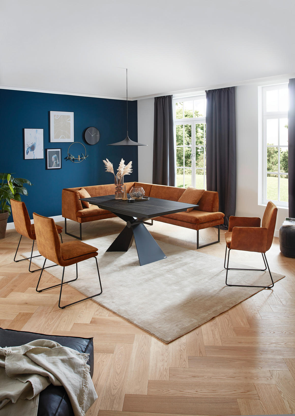 ESSTISCHMetall, Keramik 160/90/75 cm  - Schwarz, Design, Keramik/Metall (160/90/75cm) - Dieter Knoll