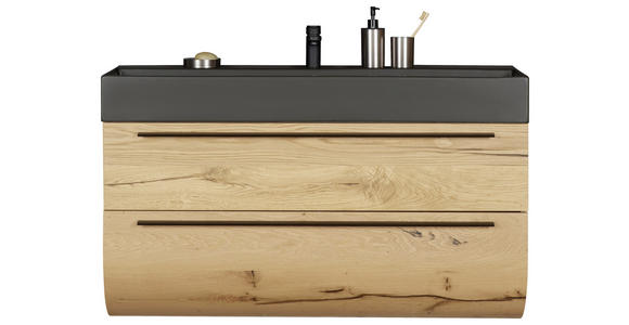 WASCHTISCHKOMBI 121 cm  - Alteiche/Schwarz, MODERN, Holz/Keramik (121cm) - Dieter Knoll