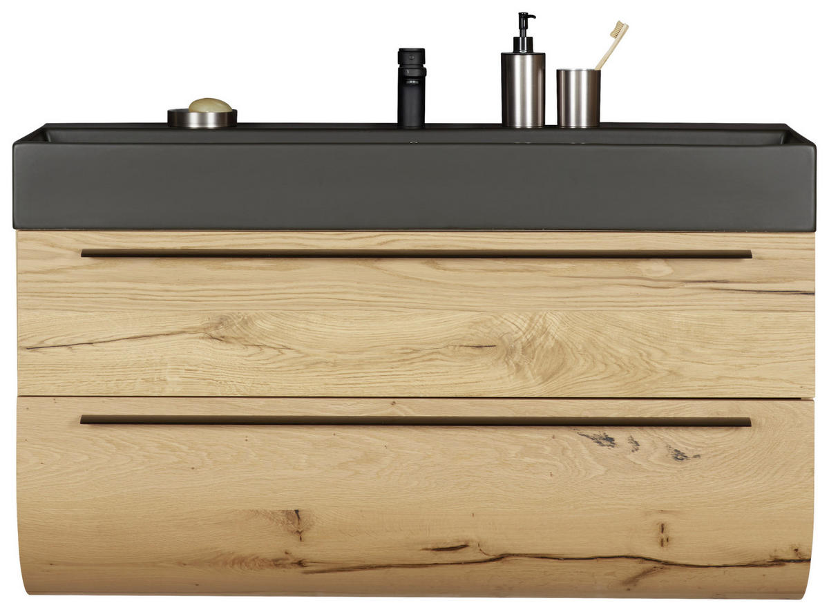 WASCHTISCHKOMBI 121 cm  - Alteiche/Schwarz, MODERN, Holz/Keramik (121cm) - Dieter Knoll