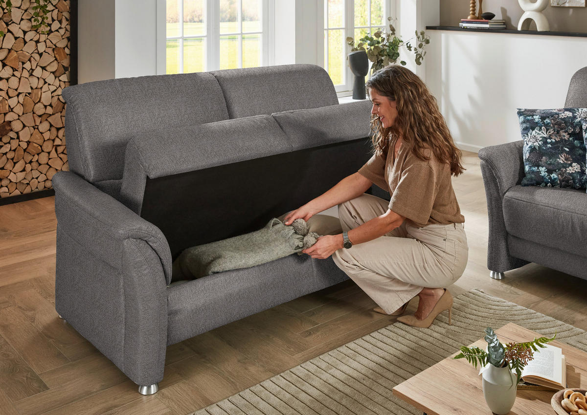 SITZGARNITUR  in Flachgewebe Dunkelbraun  - Dunkelbraun/Alufarben, KONVENTIONELL, Textil/Metall (198/172/96/93cm) - Beldomo Premium
