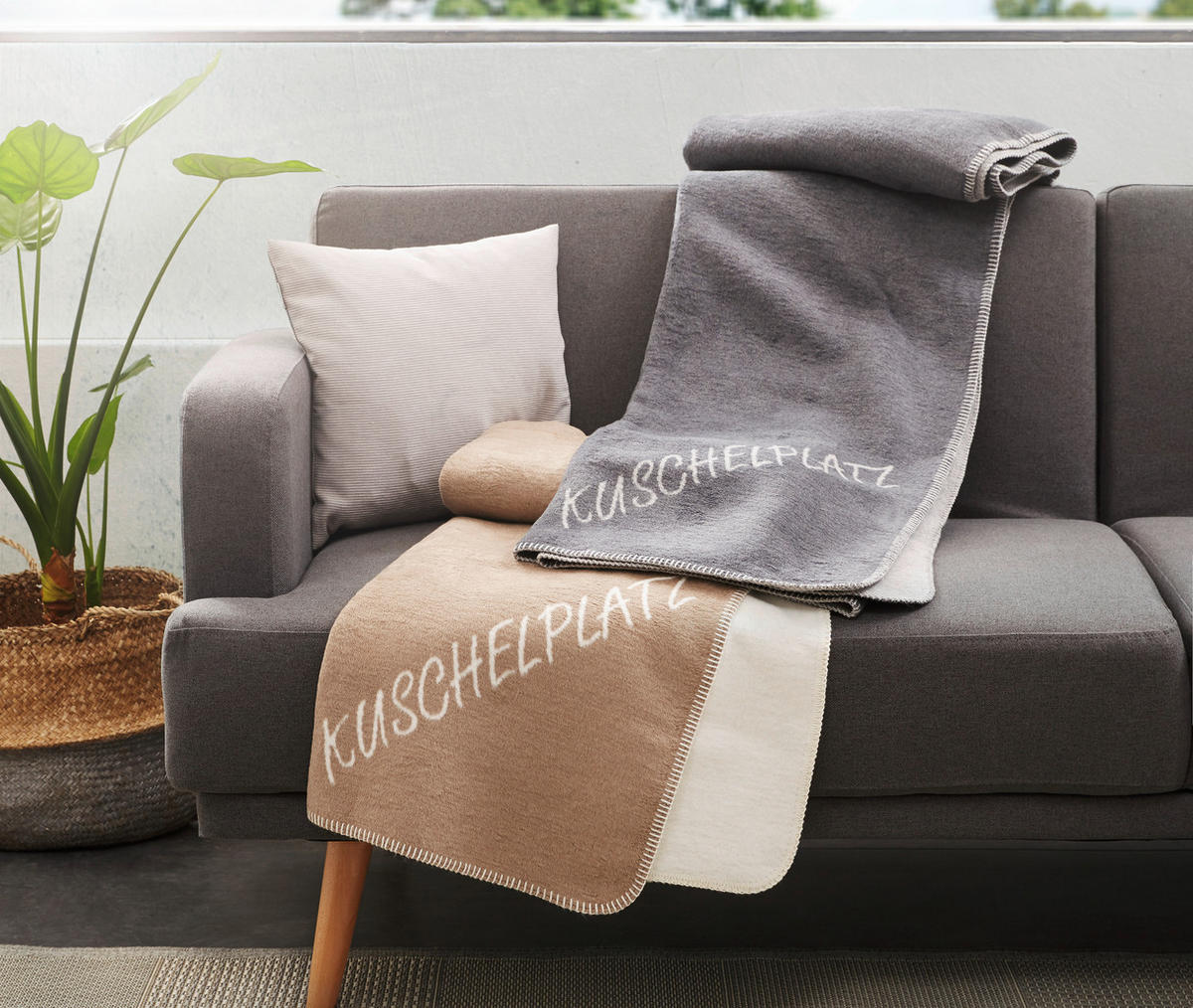 PLÉD 150/200 cm  - natúr színű/taupe, Design, textil (150/200cm) - Novel