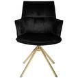 ARMLEHNSTUHL  Stoffauswahl, Sitzfläche 360° drehbar, automatische Rückholfunktion Samt  - Goldfarben/Schwarz, Design, Textil/Metall (59/89,5/63cm) - Novel