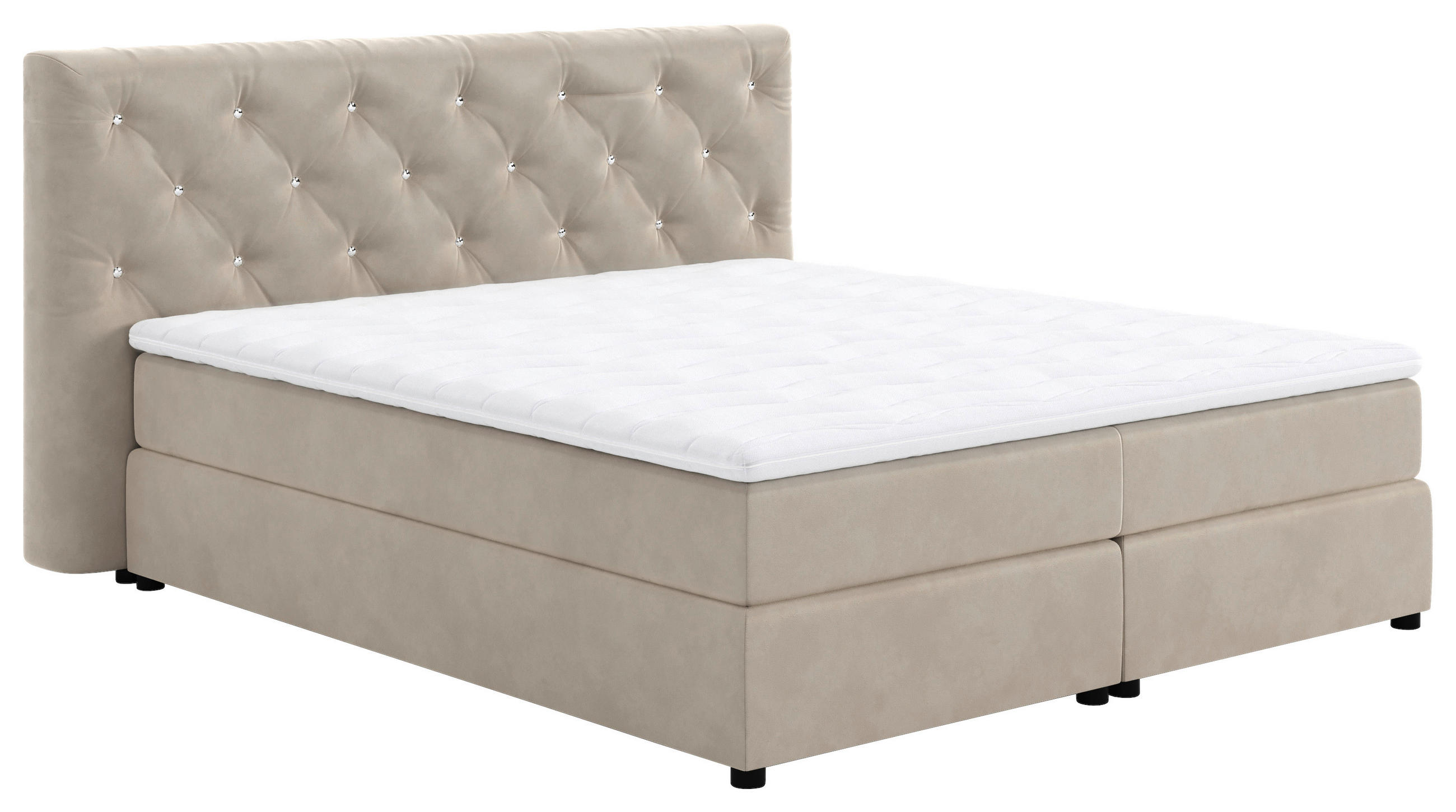BOXSPRINGBETT 160/200 cm  in Beige  - Beige/Schwarz, Textil (160/200cm) - MID.YOU