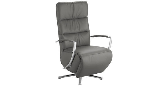 RELAXSESSEL in Leder Grau  - Chromfarben/Grau, Design, Leder/Metall (64/112/80cm) - Cantus