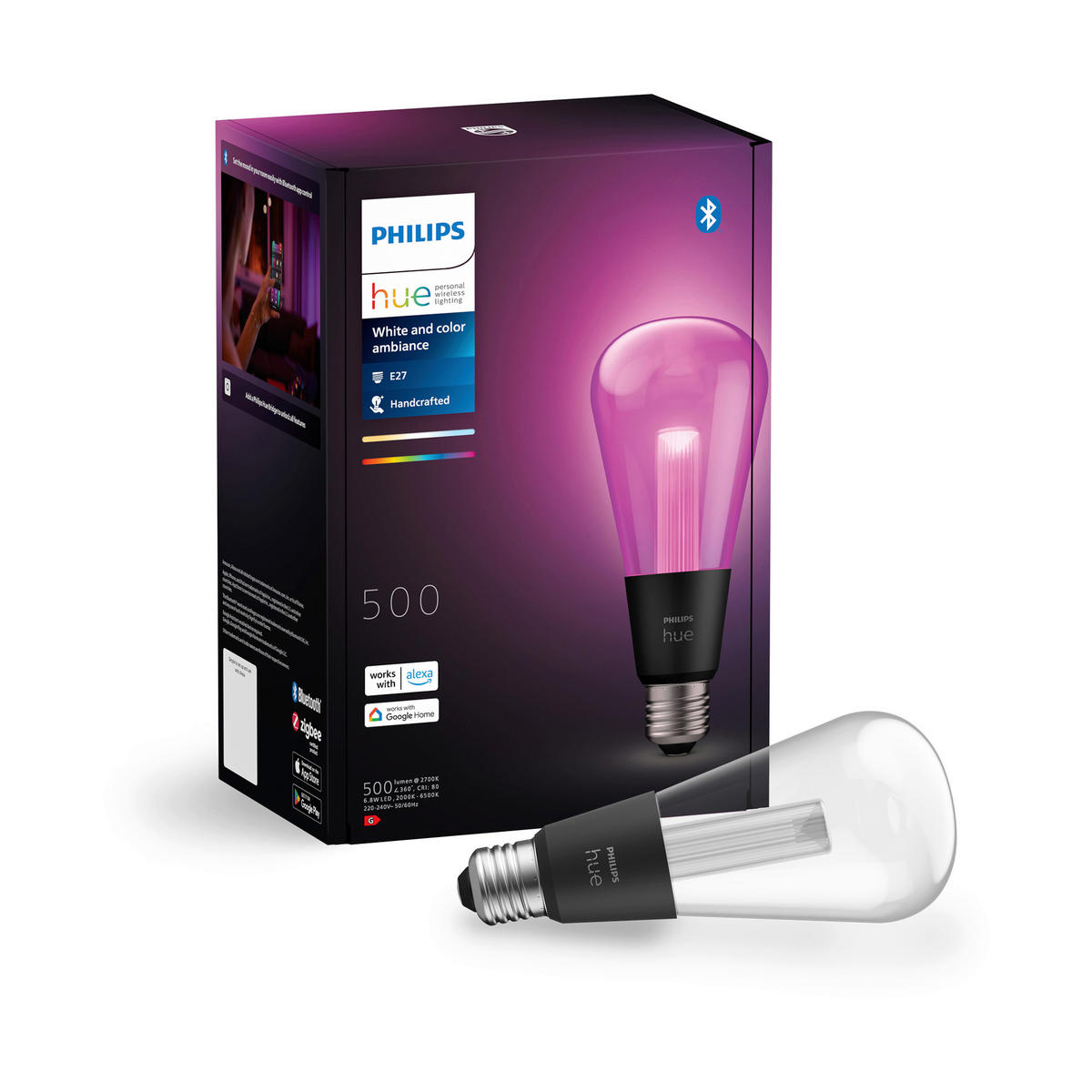 LED-LEUCHTMITTEL   E27 6,8 W  - Schwarz, Basics, Glas (7,2/16,8/7,2cm) - Philips HUE
