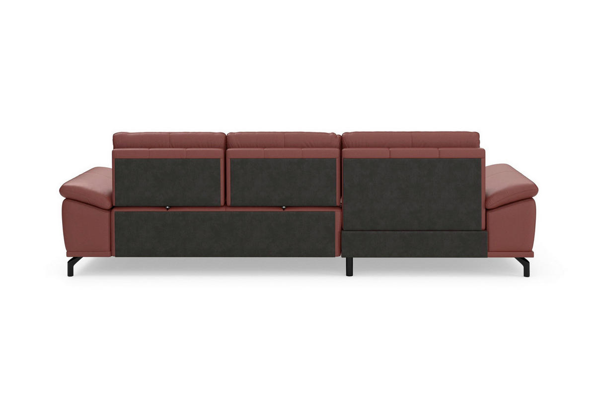 ROHOVÁ SEDAČKA, textil, koža, červenohnedá - čierna/červenohnedá, Basics, kov/koža (176/301cm) - Sit & More