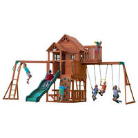 SPIELTURM SKYFORT II 670/380/510 cm  - Braun/Grün, Konventionell, Holz (670/380/510cm)