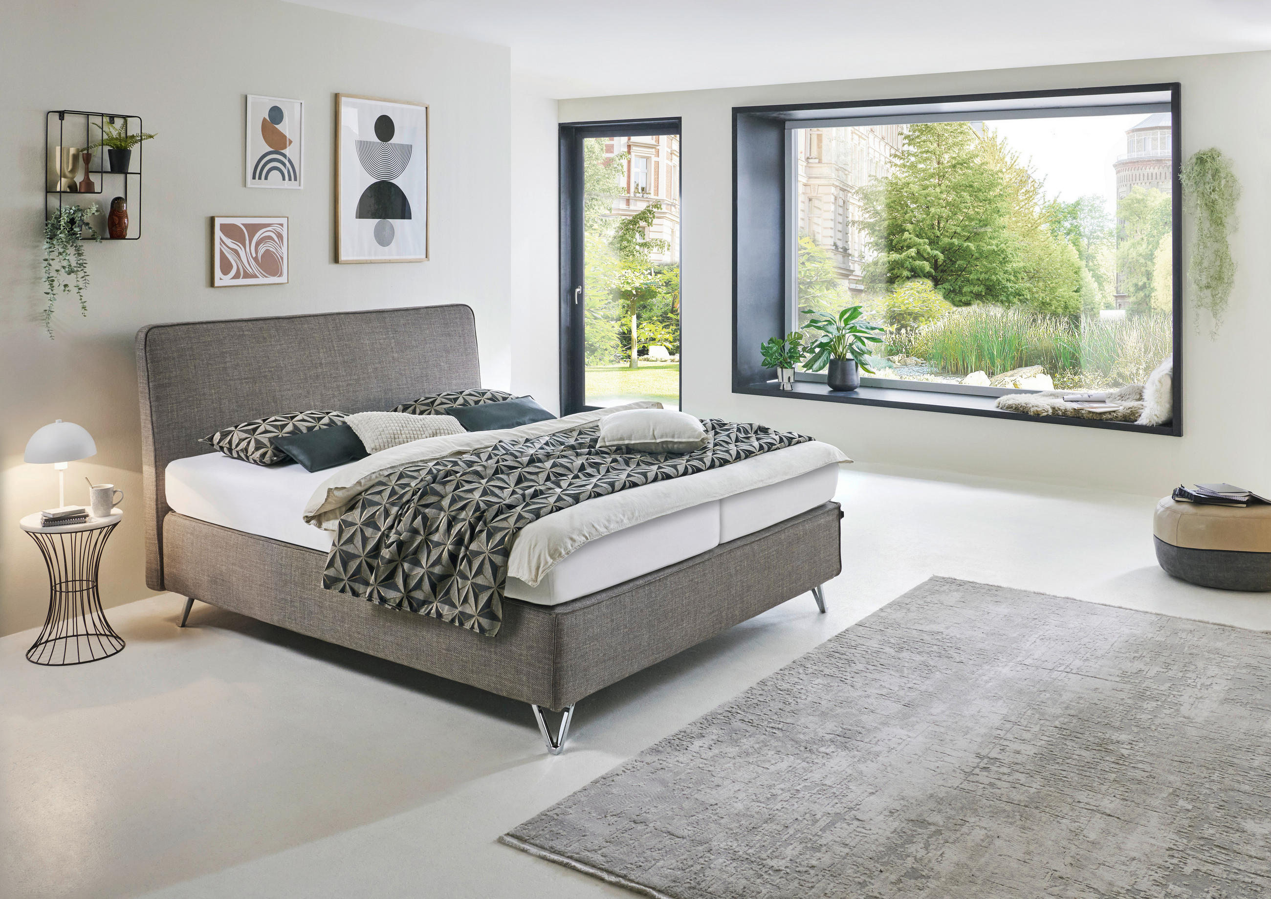 BOXSPRINGBETT 180/200 cm  in Graubraun  - Graubraun/Schwarz, KONVENTIONELL, Holzwerkstoff/Kunststoff (180/200cm) - RUF Betten