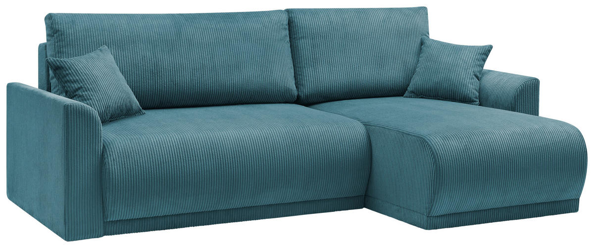 ECKSOFA KIMMY Hellblau Cord Zierkissen, Rückenkissen, Bettkasten  - Schwarz/Hellblau, Design, Kunststoff/Textil (233/146cm) - P & B