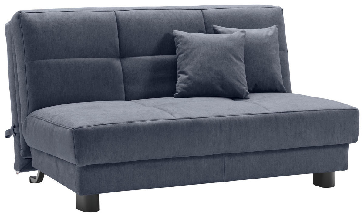 SCHLAFSOFA Mikrovelours Dunkelblau  - Schwarz/Dunkelblau, KONVENTIONELL, Textil/Metall (145/85/100cm) - Carryhome