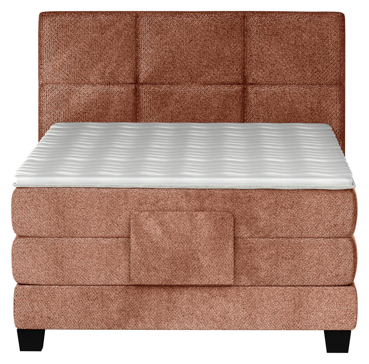 BOXSPRINGBETT 120/200 cm,  in Orange, Matratze, Topper, motorische Verstellbarkeit, Fernbedienung, H3 = fest  - Schwarz/Orange, KONVENTIONELL, Holz/Kunststoff (120/200cm) - Chameo