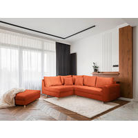 ECKSOFA inkl. Hocker Ariella in Cord Rostfarben  161/231 cm  - Rostfarben/Naturfarben, Design, Holz/Textil (161/231cm) - Livetastic