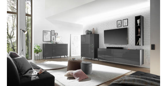SIDEBOARD 169/89/42 cm in Anthrazit - Anthrazit/Schwarz, Design, Glas/Holzwerkstoff (169/89/42cm) - Novel