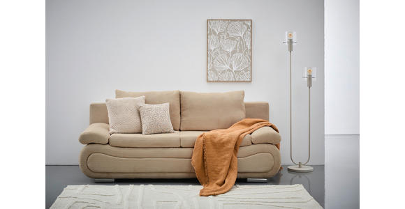 SCHLAFSOFA  in Cord Hellbraun  - Chromfarben/Hellbraun, Design, Textil/Metall (200/78/90cm) - Venda