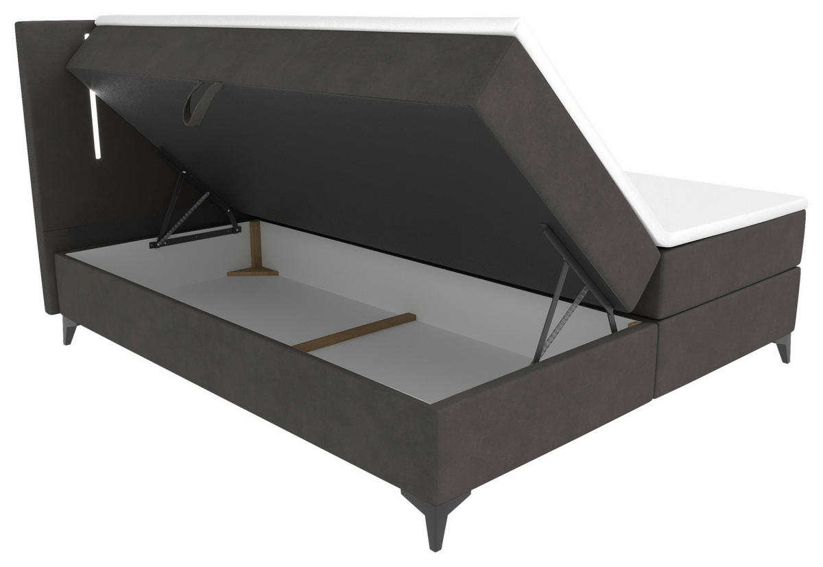 BOXBETT 160/200 cm  in Dunkelgrau  - Dunkelgrau/Schwarz, KONVENTIONELL, Textil/Metall (160/200cm) - Modante