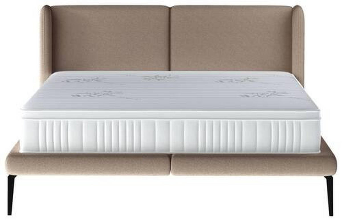 POLSTERBETT 180/200 cm,  in Braun, gepolstertes Kopfteil,  - Schwarz/Braun, MODERN, Textil/Metall (180/200cm) - Livetastic