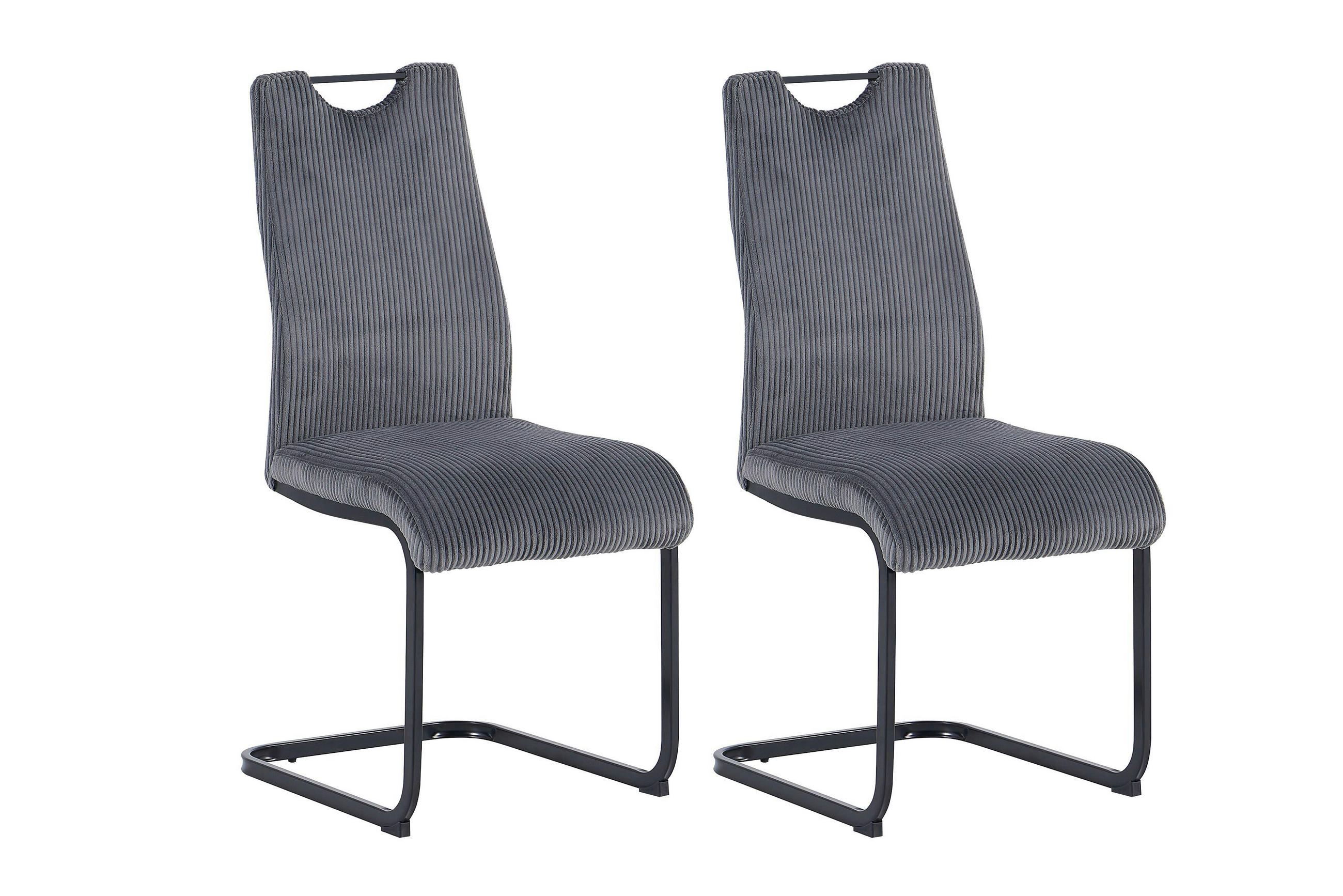 SCHWINGSTUHL-SET 2 Stück  in Stahl Cord  - Schwarz/Grau, MODERN, Textil/Metall (44/88/55cm) - MID.YOU