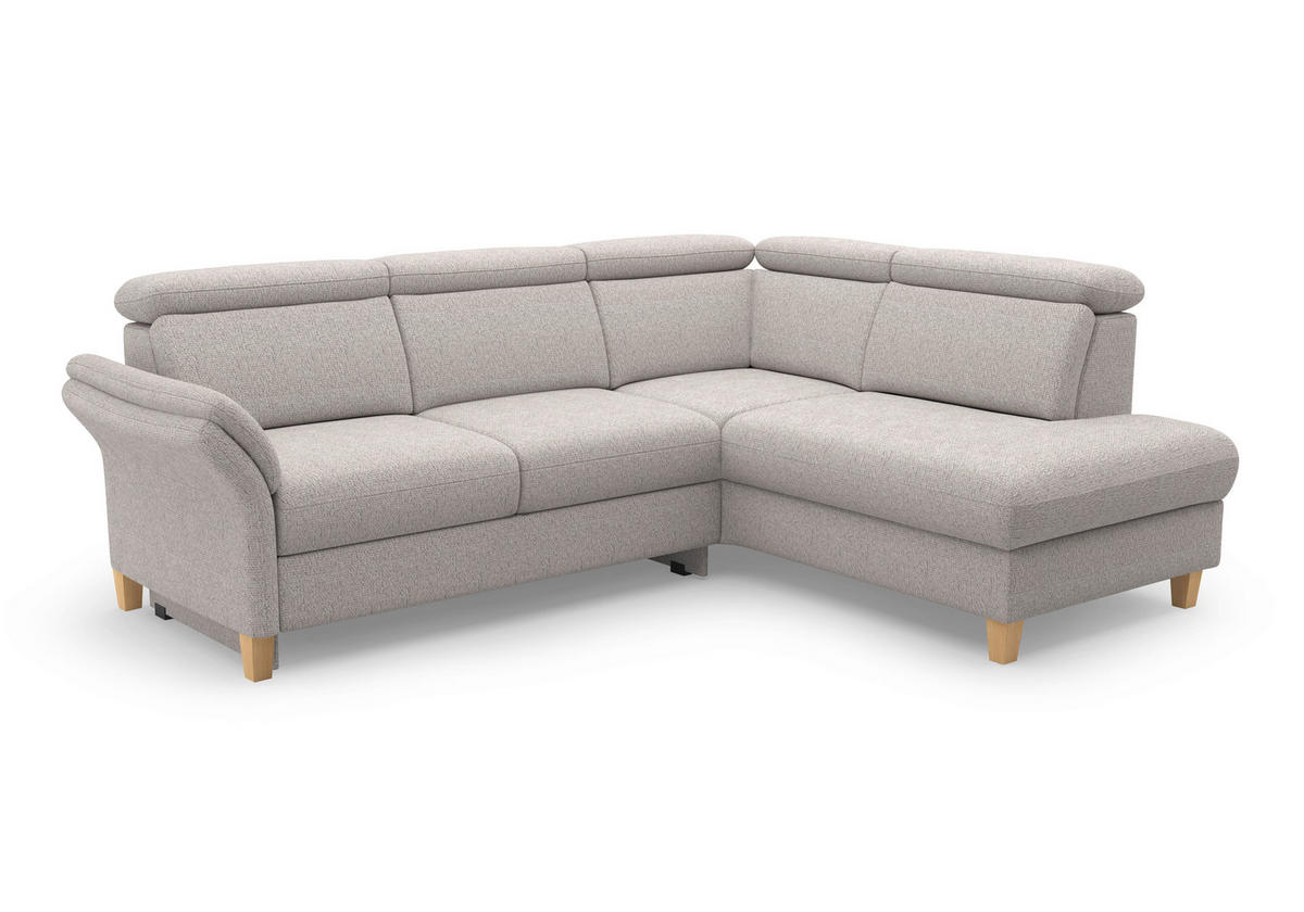 ECKSOFA GLENDALE E Silberfarben Chenille  - Eichefarben/Silberfarben, KONVENTIONELL, Holz/Textil (247/193cm) - Sit & More